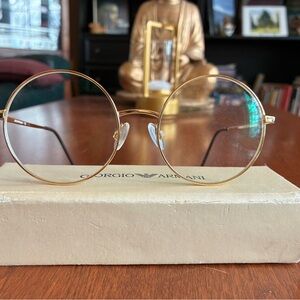 Giorgio Armani woman s Gold Round Metal Eyeglass Frames